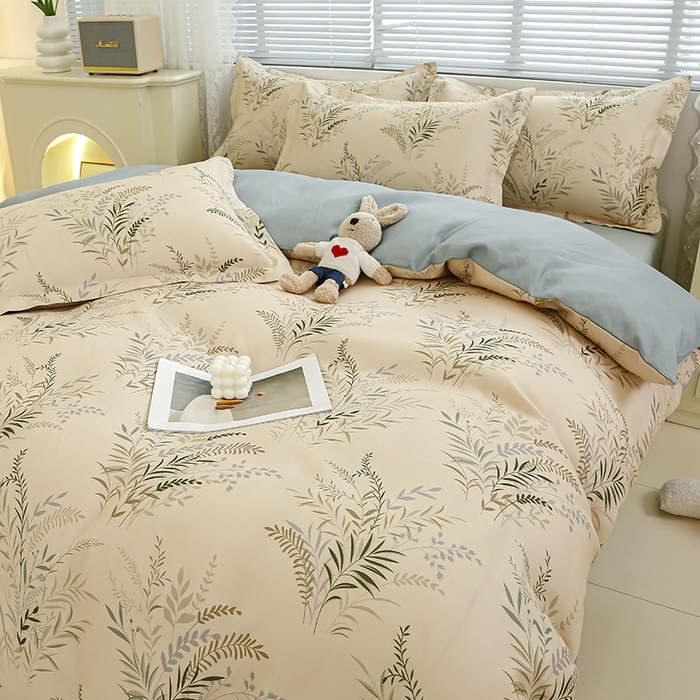 91家纺网 家纺一手货源 找家纺 友承 2025新款亲肤磨毛植物羊绒印花四件套 芳草