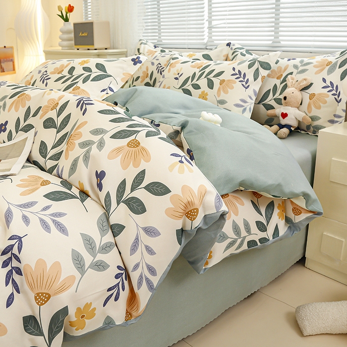 91家纺网 家纺一手货源 找家纺 友承 2025新款亲肤磨毛植物羊绒印花四件套 青青草原