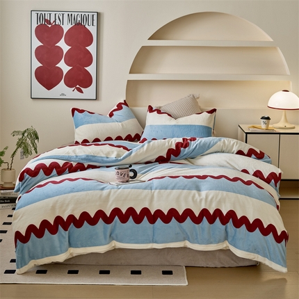 91家纺网 家纺一手货源 找家纺 （总）觅糖家纺 2024新款高克重牛奶绒印花四件套-系列一