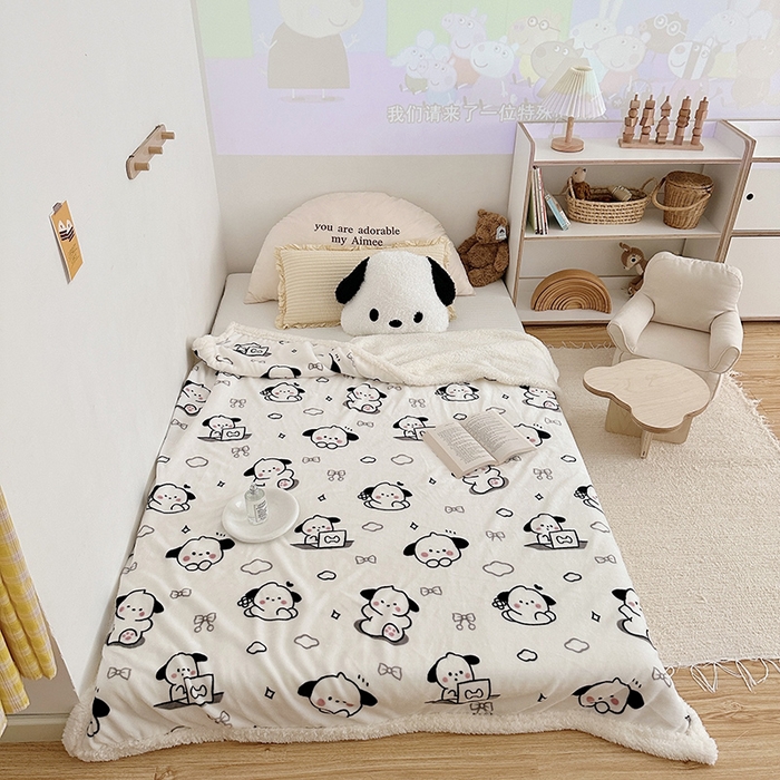 91家纺网 家纺一手货源 找家纺 大元 2025新款牛奶绒羊羔绒毛毯 狗狗时代