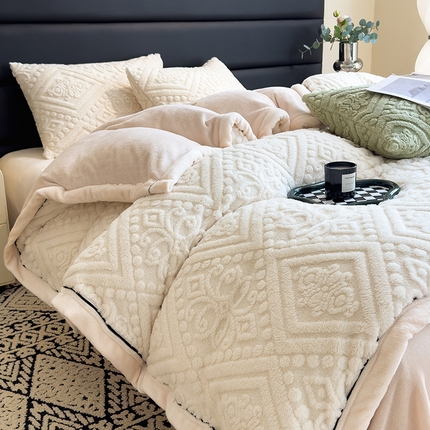 91家纺网 家纺一手货源 找家纺 （总）2025新款欧式提花塔芙绒床单款四件套