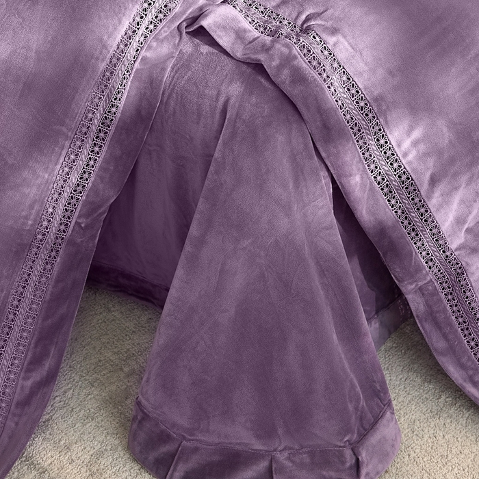 91家纺网 家纺一手货源 找家纺 时亿家居 2024新款300g婴肤绒四件套-梦系列 梦 凯莉紫