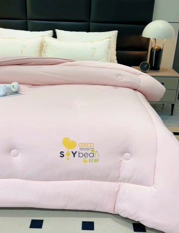 91家纺网 家纺一手货源 找家纺 爱来伊家纺 2024新款豆好鲜大豆纤维被加厚冬被春秋被子被芯子母被带子母扣 豆好鲜大豆被-樱花粉