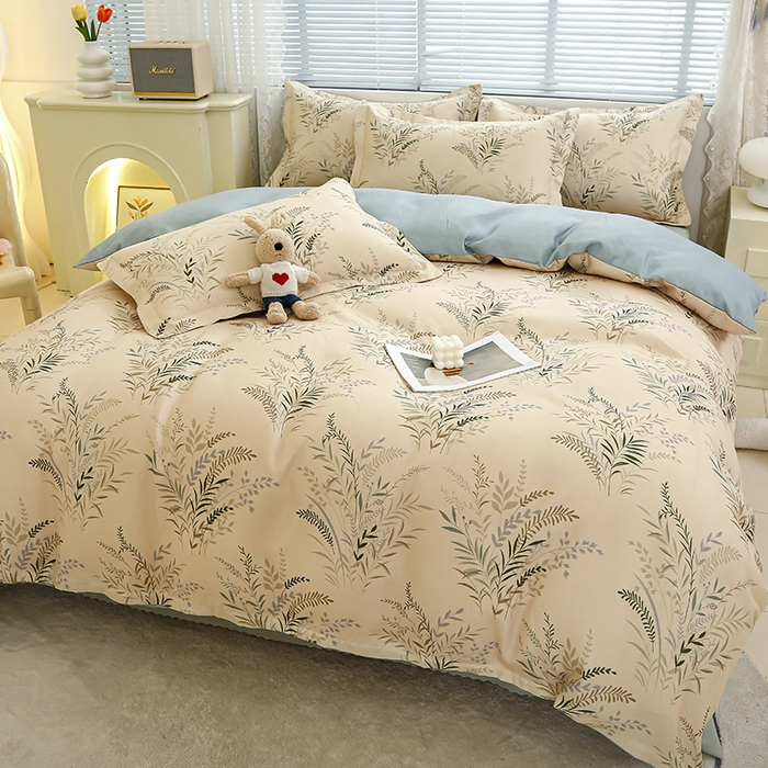 91家纺网 家纺一手货源 找家纺 友承 2025新款亲肤磨毛植物羊绒印花四件套 芳草