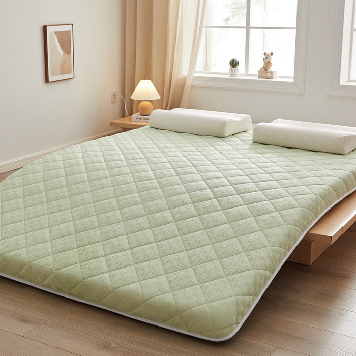 91家纺网 家纺一手货源 找家纺 2024新款A类华夫格大豆纤维抗压床垫【床垫遮盖物】 单边华夫格-清新绿