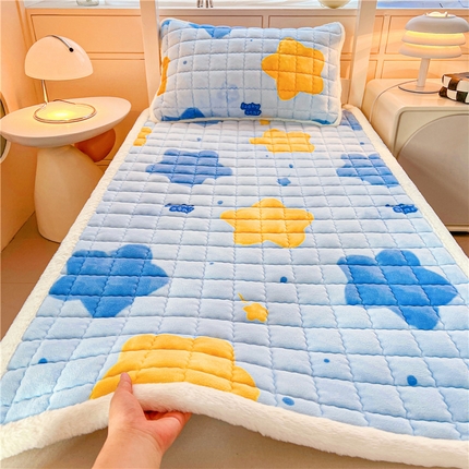 91家纺网 家纺一手货源 找家纺 （总）喜居 2024新款印花牛奶绒床垫学生床垫学生宿舍床垫床褥子被套四件套