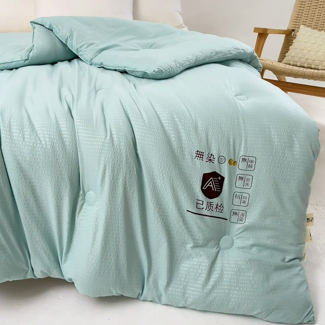 91家纺网 家纺一手货源 找家纺 仁凯家纺 2024新款无染华夫格大豆被冬被春秋被家用被子被芯(提供买家秀)-风格一 浅绿色