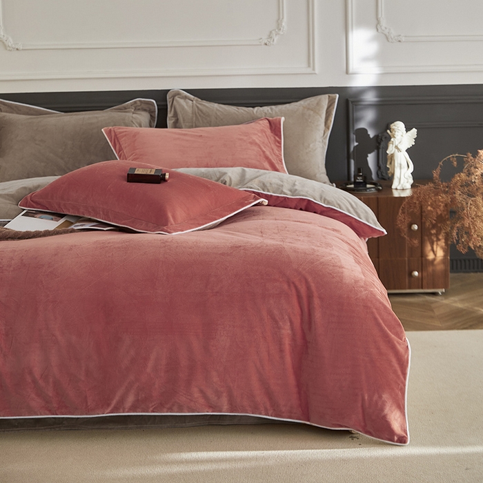 91家纺网 家纺一手货源 找家纺 （总）2024新款A类宝宝绒嵌绳款四件套【雅致系列】