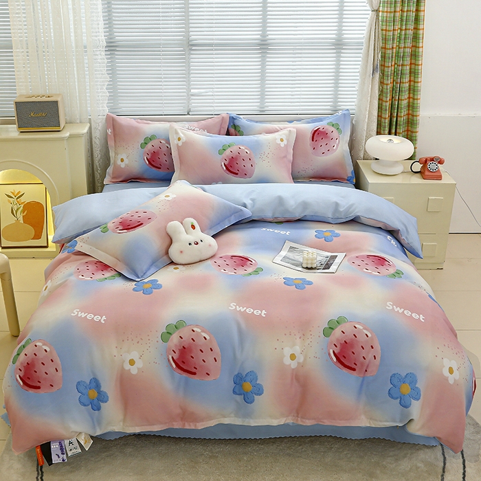 91家纺网 家纺一手货源 找家纺 友承 2025新款亲肤磨毛植物羊绒印花四件套 沉迷