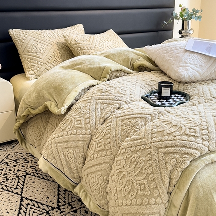 91家纺网 家纺一手货源 找家纺 （总）2025新款欧式提花塔芙绒床单款四件套