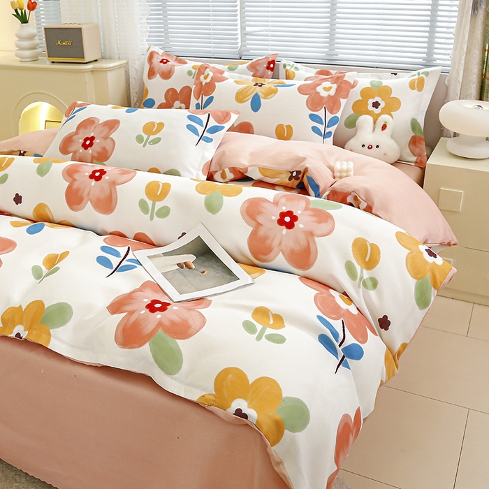 91家纺网 家纺一手货源 找家纺 友承 2025新款亲肤磨毛植物羊绒印花四件套 花海