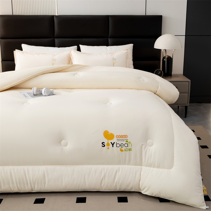 91家纺网 家纺一手货源 找家纺 爱来伊家纺 2024新款豆好鲜大豆纤维被加厚冬被春秋被子被芯子母被带子母扣 豆好鲜大豆被-奶白