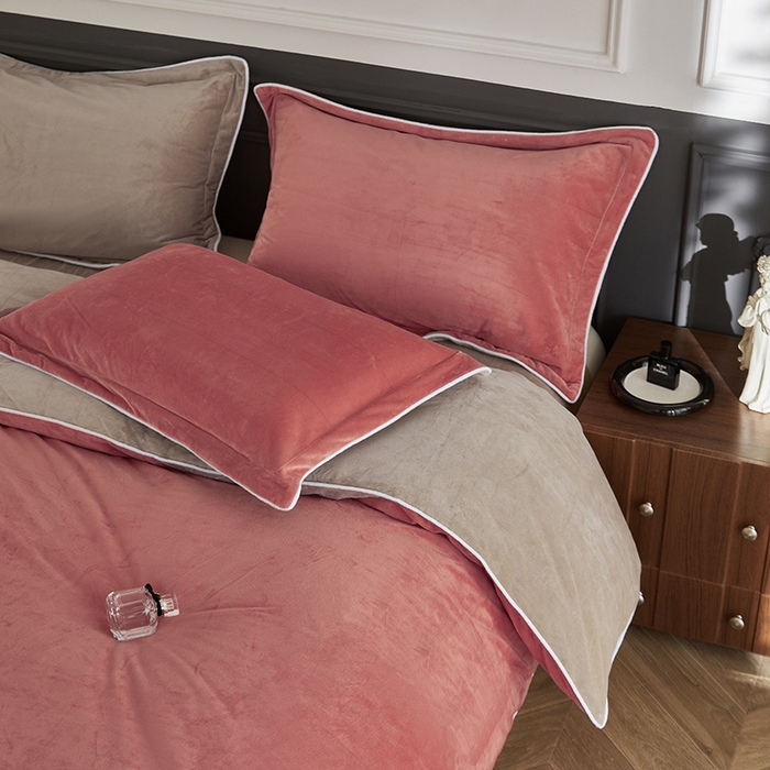 91家纺网 家纺一手货源 找家纺 （总）2024新款A类宝宝绒嵌绳款四件套【雅致系列】