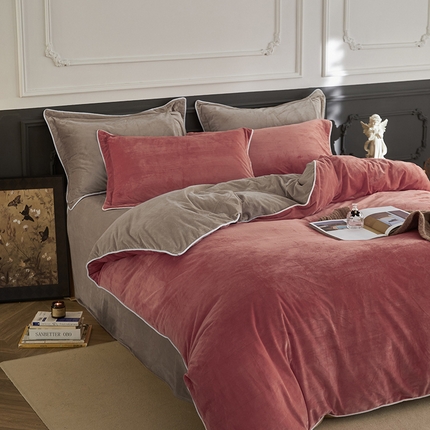 91家纺网 家纺一手货源 找家纺 （总）2024新款A类宝宝绒嵌绳款四件套【雅致系列】