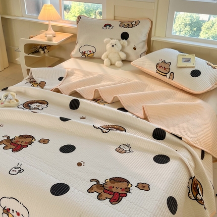 91家纺网 家纺一手货源 找家纺 （总）女子家纺 2024新款全棉印花双面床盖-自然光