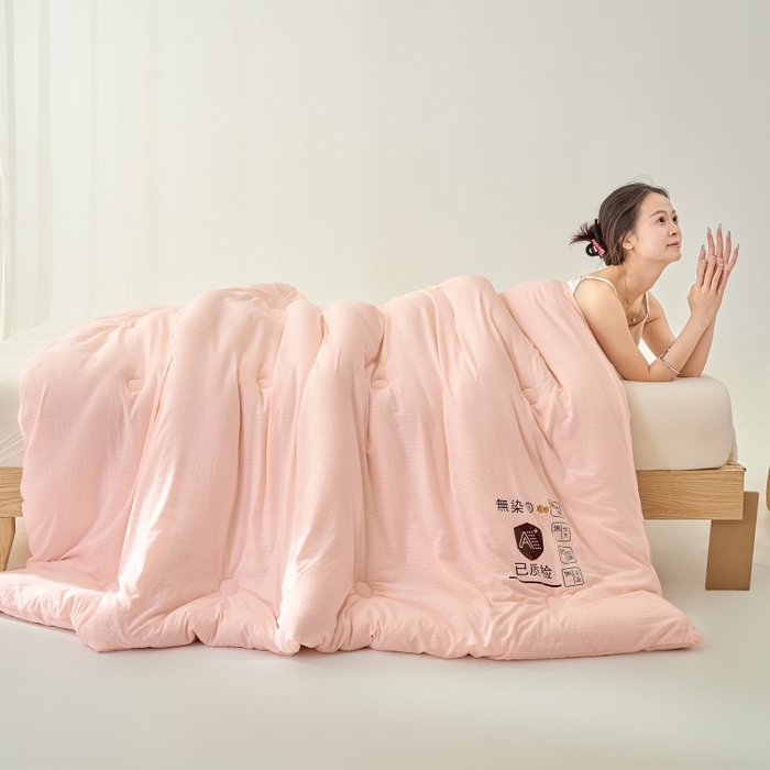 91家纺网 家纺一手货源 找家纺 仁凯家纺 2024新款无染华夫格大豆被冬被春秋被家用被子被芯(提供买家秀)-风格一 樱花粉