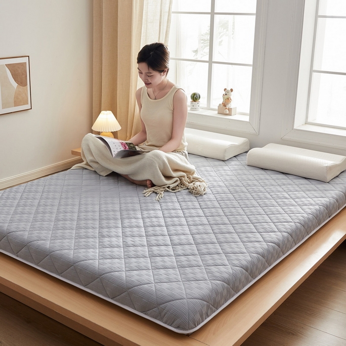 91家纺网 家纺一手货源 找家纺 2024新款A类华夫格大豆纤维抗压床垫【床垫遮盖物】 单边华夫格-灰色