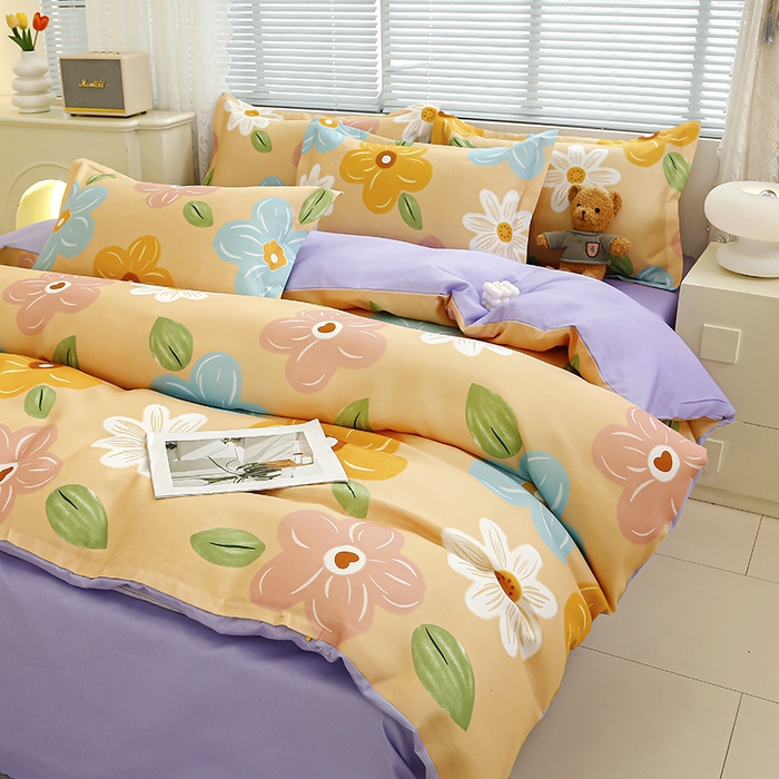 91家纺网 家纺一手货源 找家纺 友承 2025新款亲肤磨毛植物羊绒印花四件套 花旗