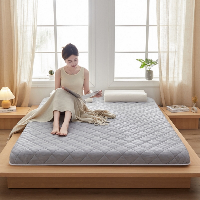 91家纺网 家纺一手货源 找家纺 2024新款A类华夫格大豆纤维抗压床垫【床垫遮盖物】 单边华夫格-灰色