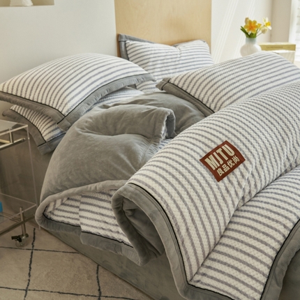 晨曦家纺 2024新款加厚贝贝绒牛奶绒无印风单被套（自然光） 贝贝绒-典雅灰