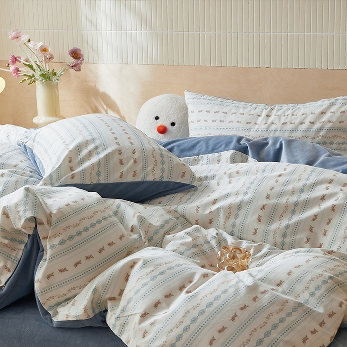 91家纺网 家纺一手货源 找家纺 怡家居 2024秋冬新品AB版加厚保暖全棉加绒四件套 春颂