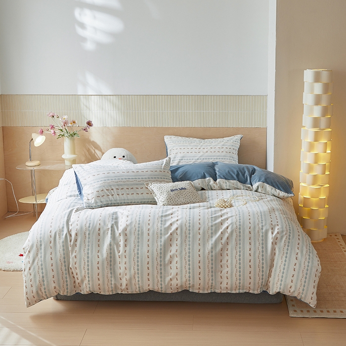 91家纺网 家纺一手货源 找家纺 怡家居 2024秋冬新品AB版加厚保暖全棉加绒四件套 春颂