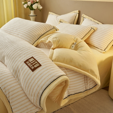 晨曦家纺 2024新款加厚贝贝绒牛奶绒无印风单被套（暖光） 贝贝绒-奶黄
