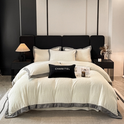 91家纺网 家纺一手货源 找家纺 （总）无界 2024新款B类烂花牛奶绒四件套-尼尔