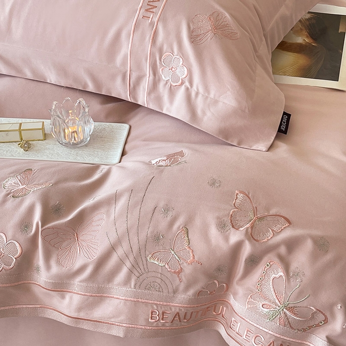 91家纺网 家纺一手货源 找家纺 （总）秋冬新品A类纯棉加厚磨毛四件套轻奢简约风蝴蝶床单被套床上用品