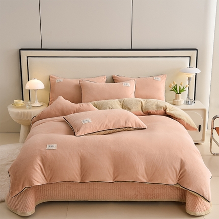 91家纺网 家纺一手货源 找家纺 （总）大麦家纺 2024新款高克重牛奶绒夹棉床盖四件套