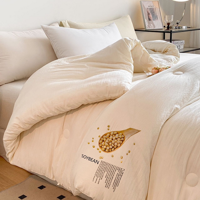 91家纺网 家纺一手货源 找家纺 2024新款勺子原棉大豆被子被芯白色