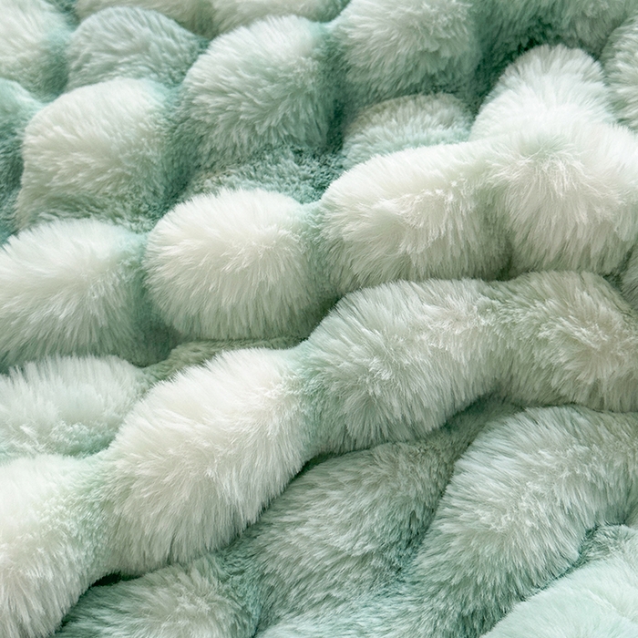 91家纺网 家纺一手货源 找家纺 芸锦豪 2024新款双面波斯绒罗马柱毛毯 炫彩绿