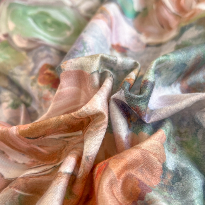 91家纺网 家纺一手货源 找家纺 易辰美 2024新款数码大版印花鹿锦棉牛奶绒花边四件套 四季花园