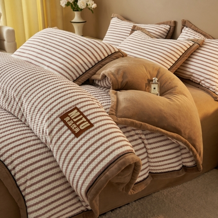 91家纺网 家纺一手货源 找家纺 （总）晨曦家纺 2024新款加厚贝贝绒牛奶绒无印风单被套（暖光）