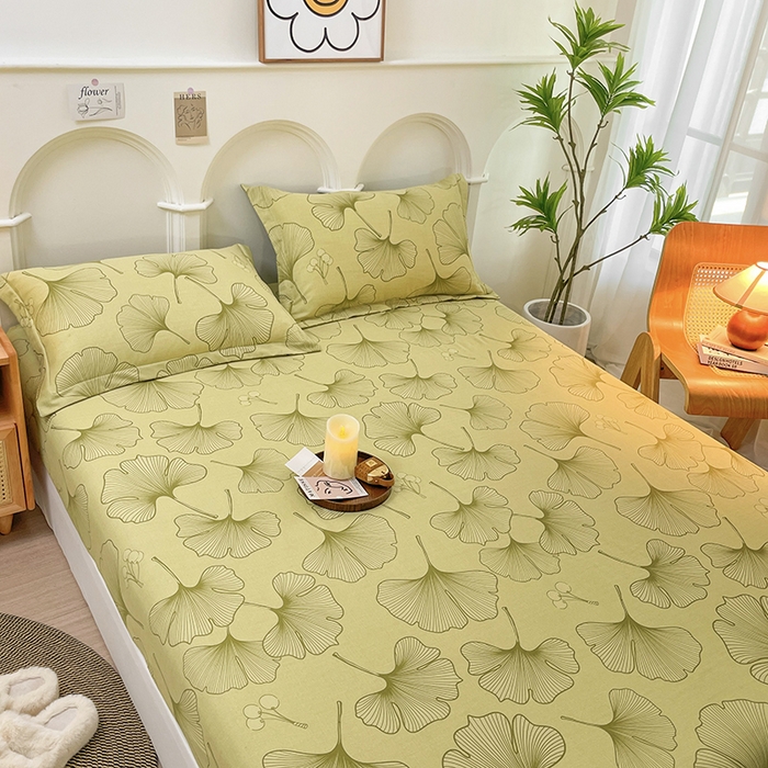 91家纺网 家纺一手货源 找家纺 丝芙妮家居（原乐视家纺） 2024新款全棉磨毛多规格AB版单品套件系列（第二波）--单床笠及三件套 叶影