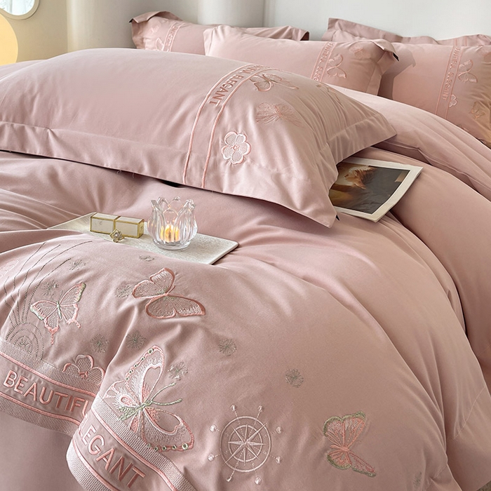 91家纺网 家纺一手货源 找家纺 （总）秋冬新品A类纯棉加厚磨毛四件套轻奢简约风蝴蝶床单被套床上用品