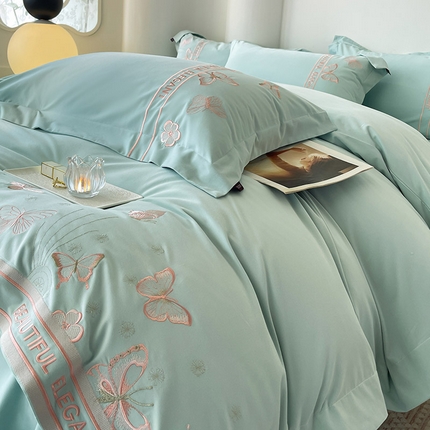 91家纺网 家纺一手货源 找家纺 （总）秋冬新品A类纯棉加厚磨毛四件套轻奢简约风蝴蝶床单被套床上用品