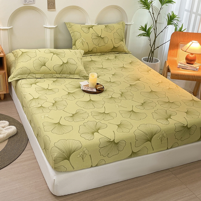 91家纺网 家纺一手货源 找家纺 丝芙妮家居（原乐视家纺） 2024新款全棉磨毛多规格AB版单品套件系列（第二波）--单床笠及三件套 叶影