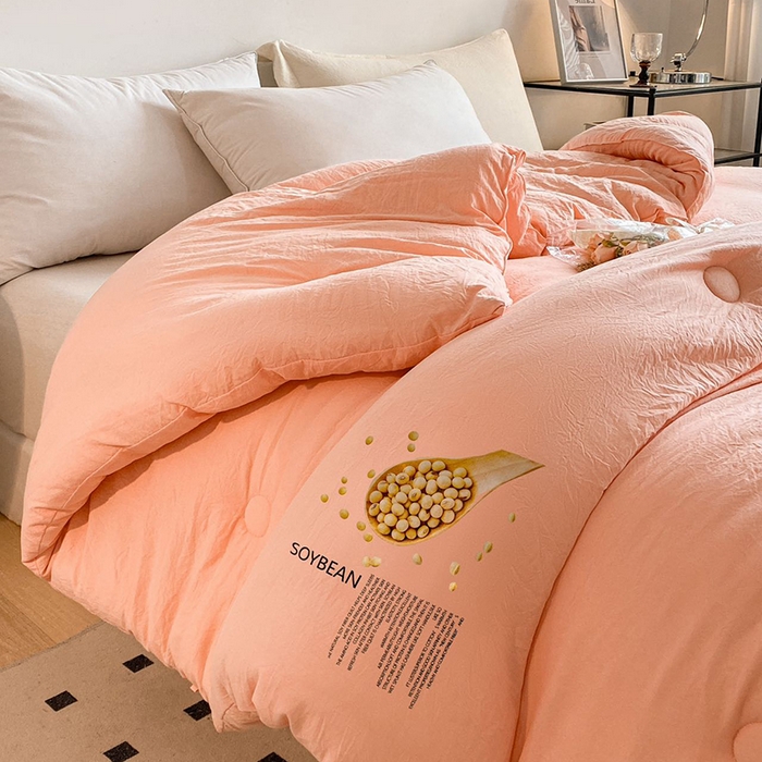 91家纺网 家纺一手货源 找家纺 2024新款勺子原棉大豆被子被芯玉色