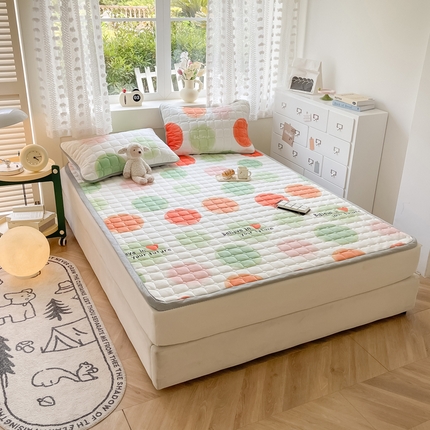 91家纺网 家纺一手货源 找家纺 2024新款牛奶绒床垫保暖床褥子夹棉加厚印花床护垫大床图 炫彩