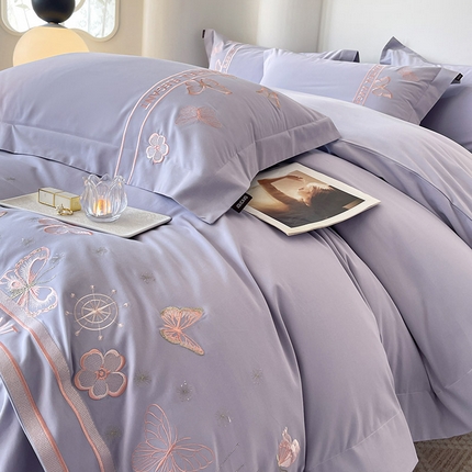 91家纺网 家纺一手货源 找家纺 （总）秋冬新品A类纯棉加厚磨毛四件套轻奢简约风蝴蝶床单被套床上用品