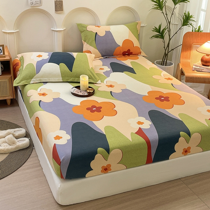 91家纺网 家纺一手货源 找家纺 丝芙妮家居（原乐视家纺） 2024新款全棉磨毛多规格AB版单品套件系列（第二波）--单床笠及三件套 花半里