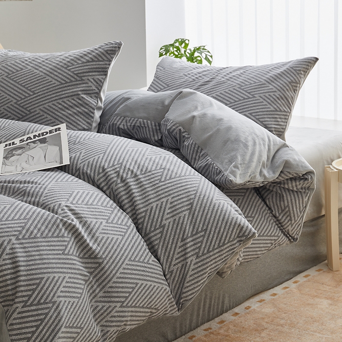 91家纺网 家纺一手货源 找家纺 怡家居 2024秋冬新品AB版加厚保暖全棉加绒四件套 线韵时尚