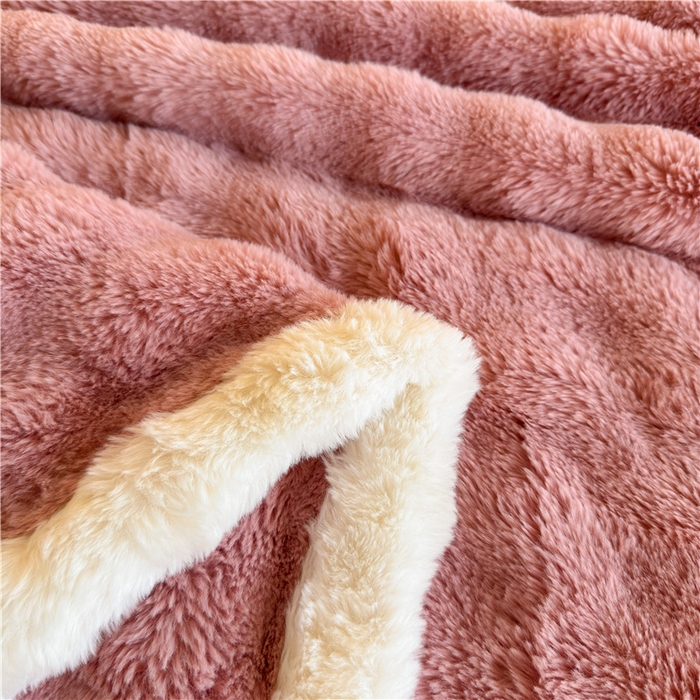 91家纺网 家纺一手货源 找家纺 喜居 2024新款大泡泡双面兔毛毛毯 科伦娜兔毛绒-豆沙