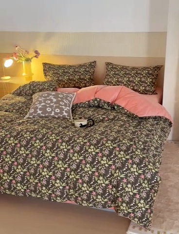 91家纺网 家纺一手货源 找家纺 怡家居 2024秋冬新品AB版加厚保暖全棉加绒四件套 若柠