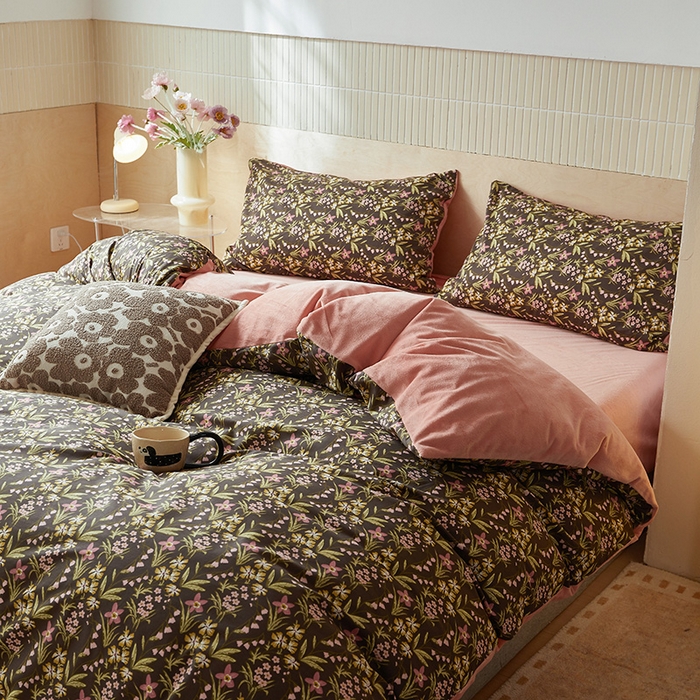 91家纺网 家纺一手货源 找家纺 怡家居 2024秋冬新品AB版加厚保暖全棉加绒四件套 若柠