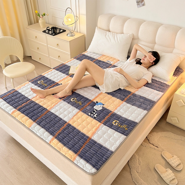 91家纺网 家纺一手货源 找家纺 丽诺床垫 2023新款抗菌防螨牛奶绒床护垫 斑马狗