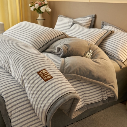 晨曦家纺 2024新款加厚贝贝绒牛奶绒无印风单被套（暖光） 贝贝绒-典雅灰