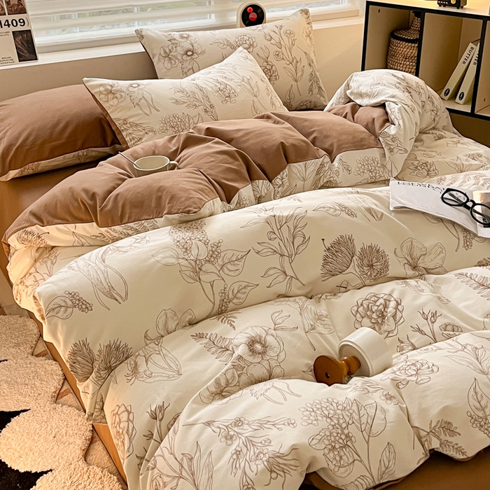 91家纺网 家纺一手货源 找家纺 吉象家纺 2024新款全棉磨毛印花四件套 芳草集