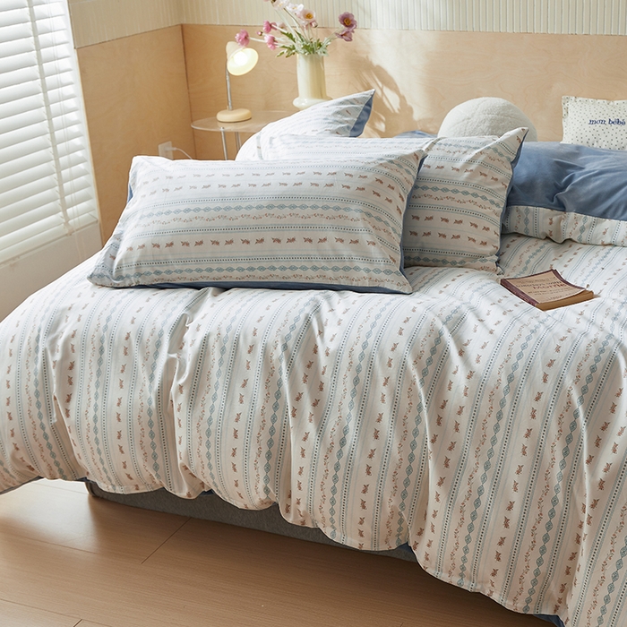 91家纺网 家纺一手货源 找家纺 怡家居 2024秋冬新品AB版加厚保暖全棉加绒四件套 春颂